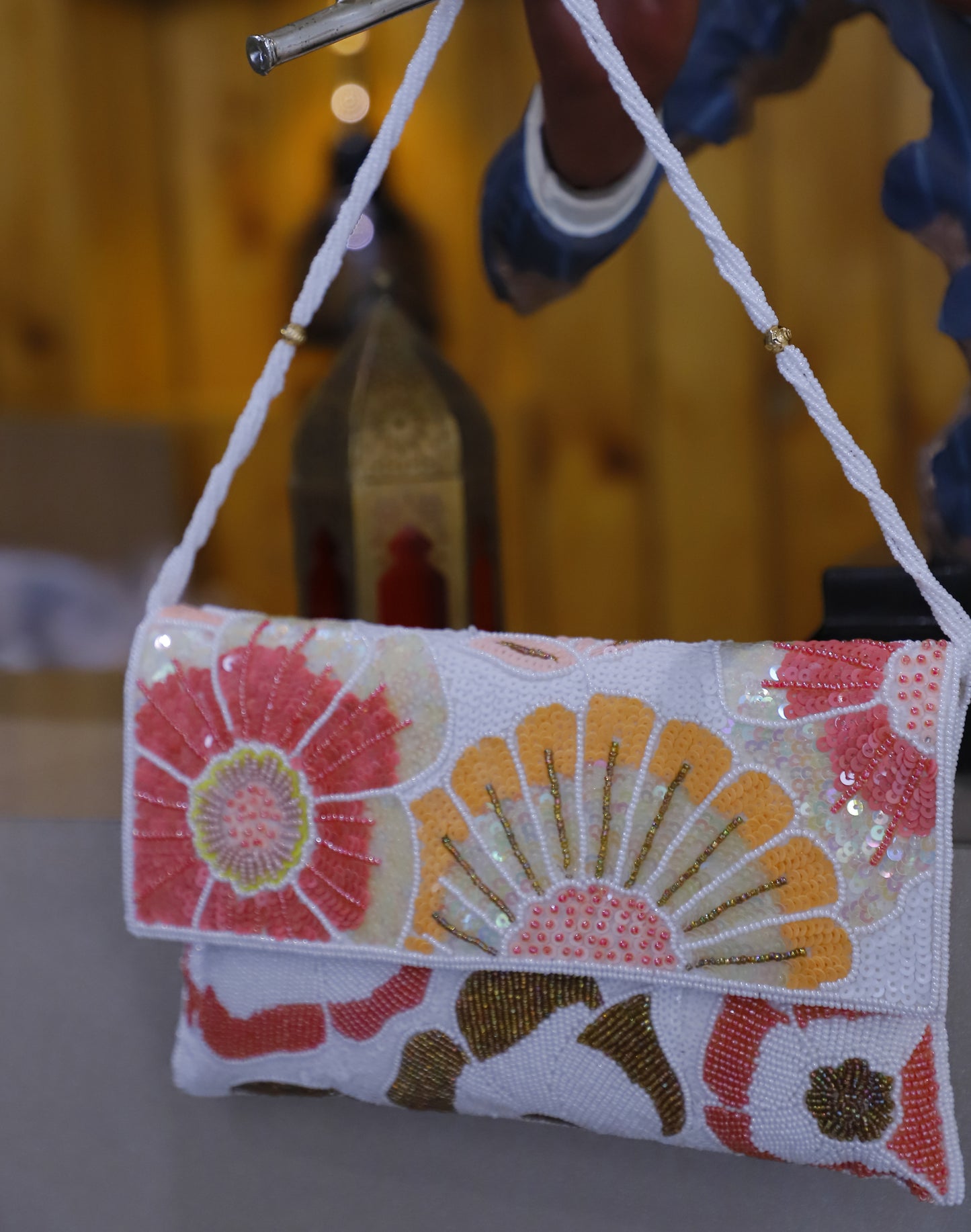 Multi-Coloured Silk Envelope Clutch