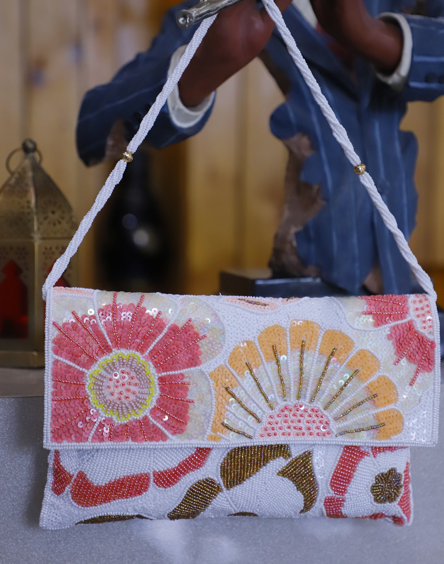 Multi-Coloured Silk Envelope Clutch