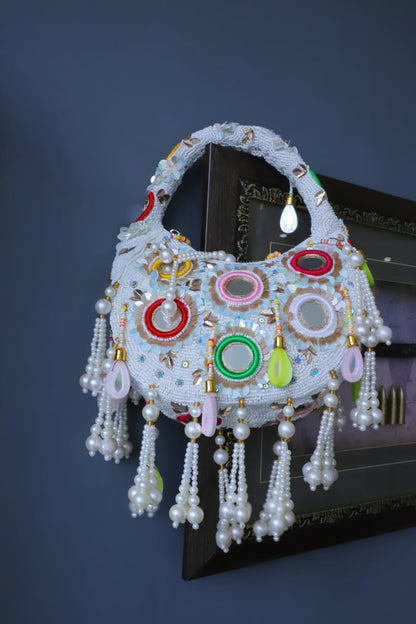Multi beaded mirror clutch