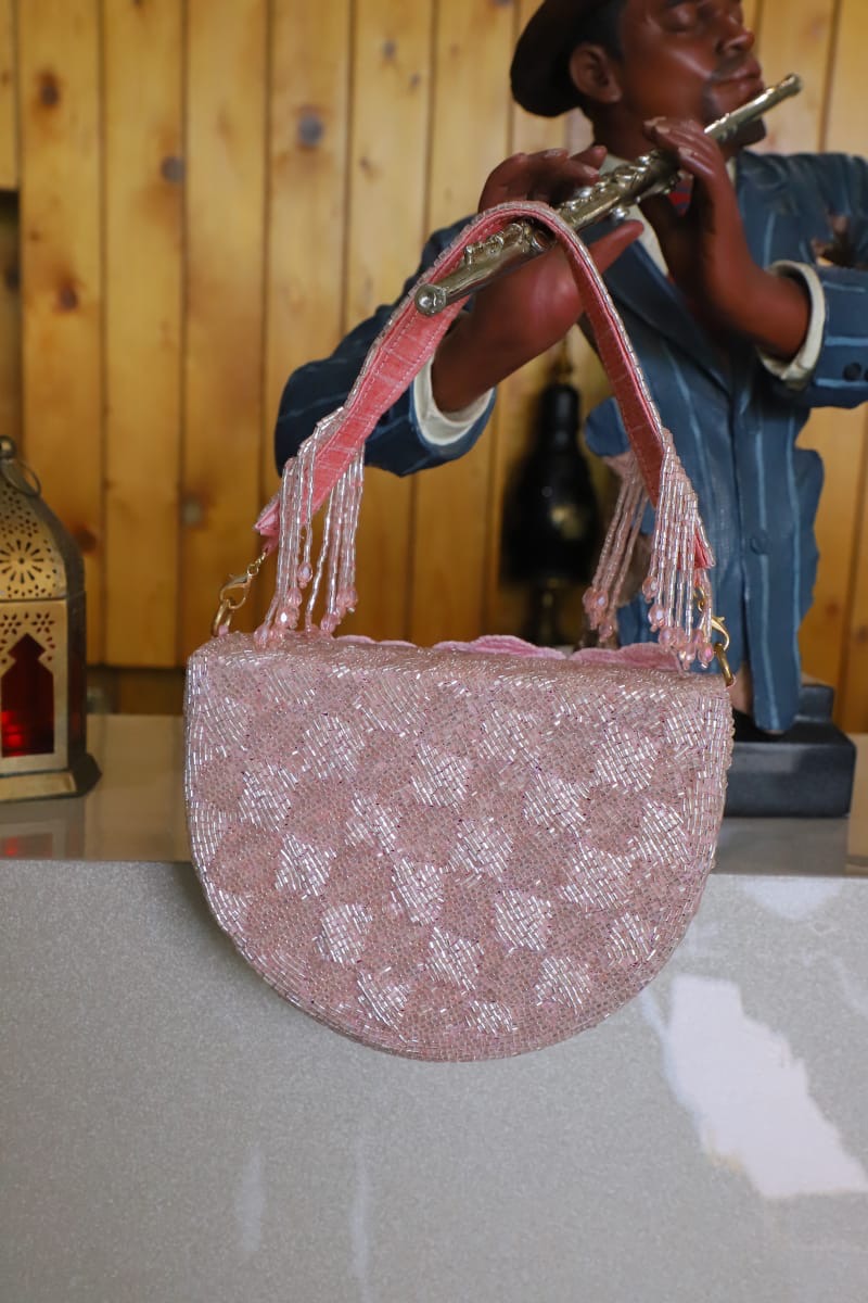 Rose pink clutch bag