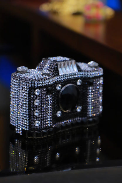 Camera swaroski clutch bag