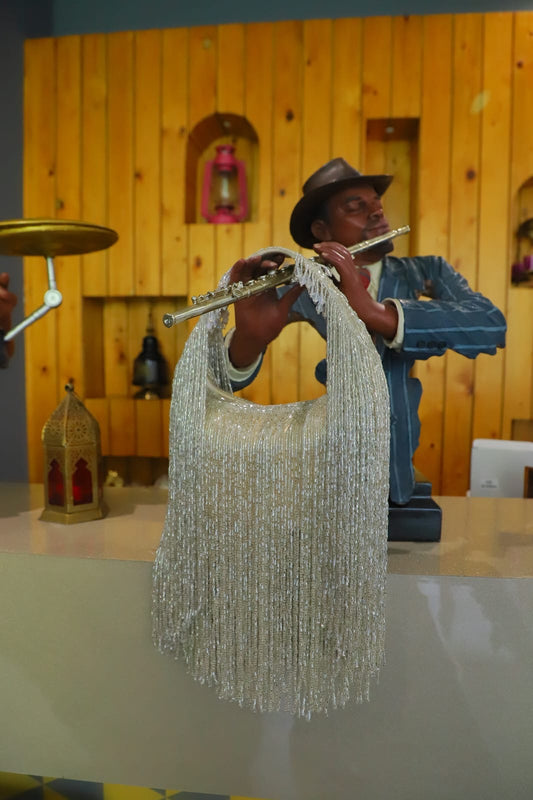 Silver Clutch with Cutdaana Tassels