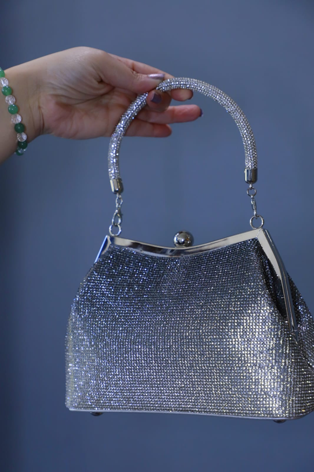 Swaroski silver clutch