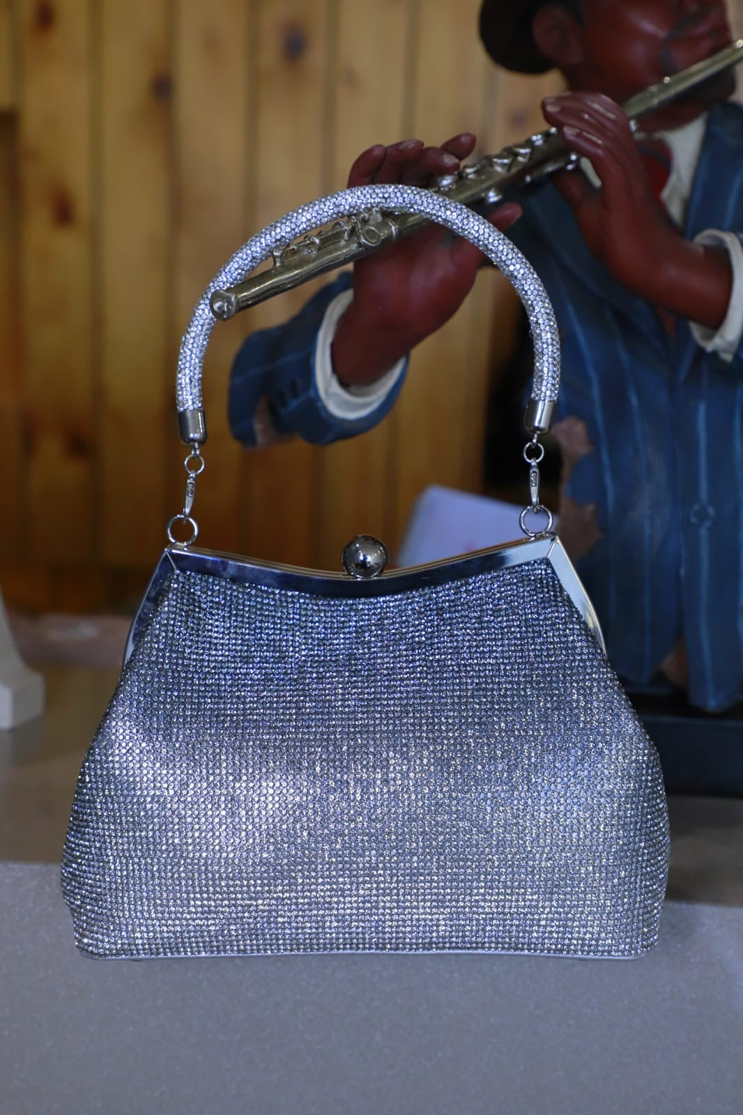Swaroski silver clutch