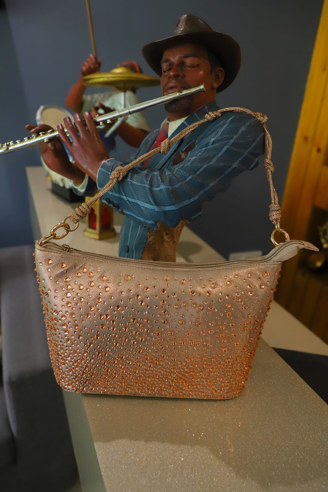 The Swarovski Studded Peach Clutch Bag