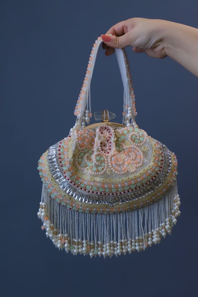 Multi beaded clutch bag