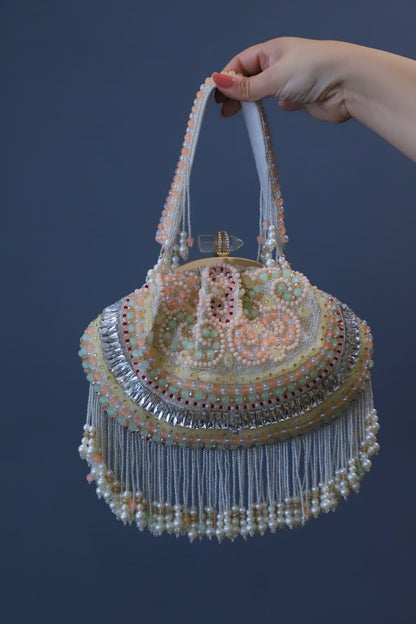 Multi beaded clutch bag