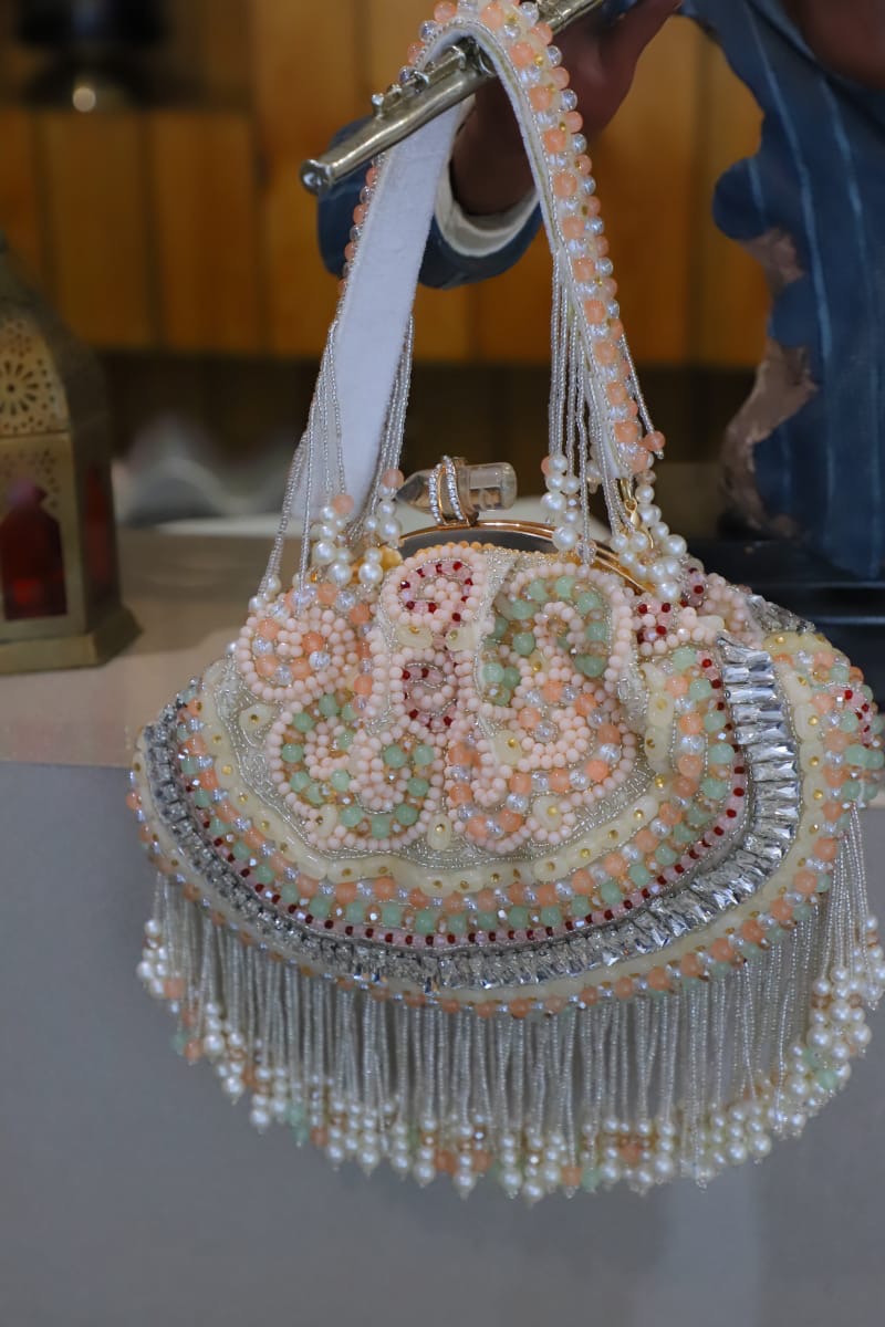 Multi beaded clutch bag