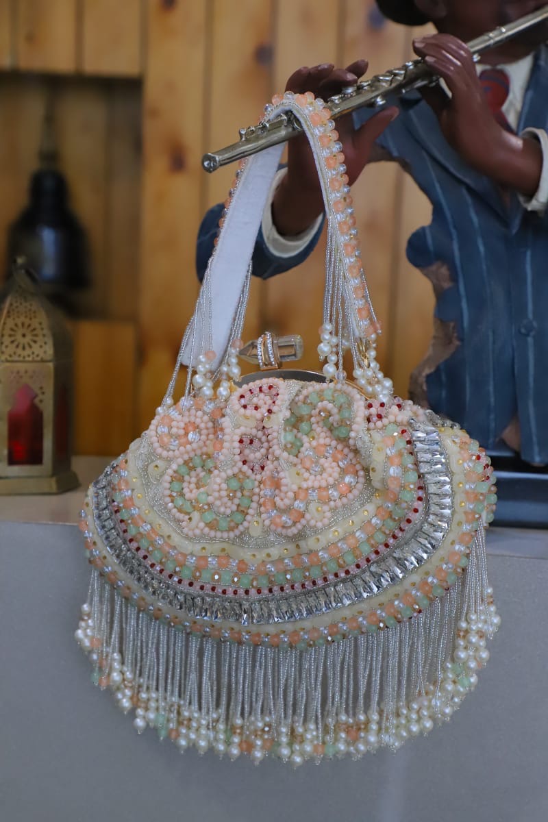 Multi beaded clutch bag