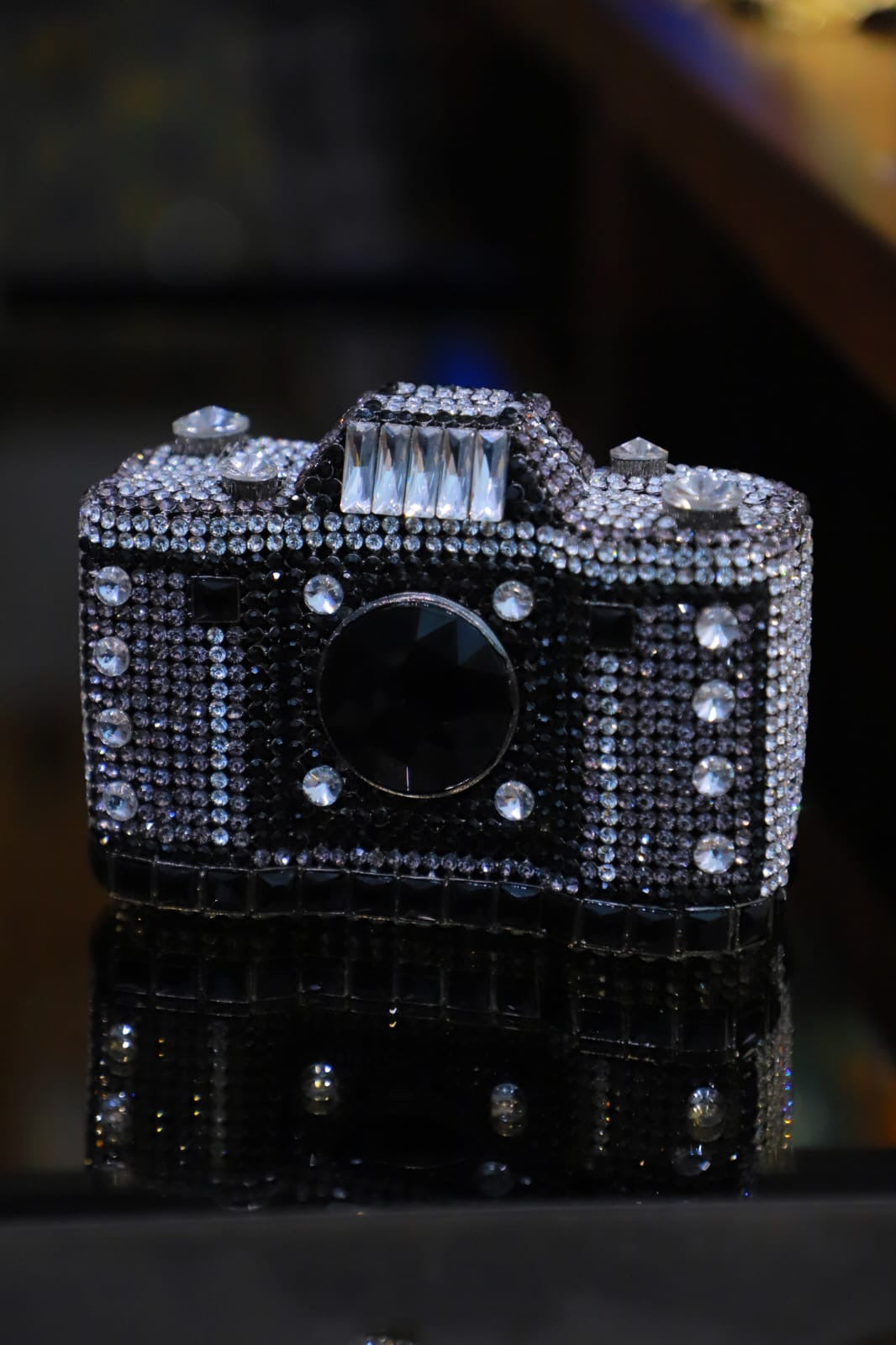 Camera swaroski clutch bag