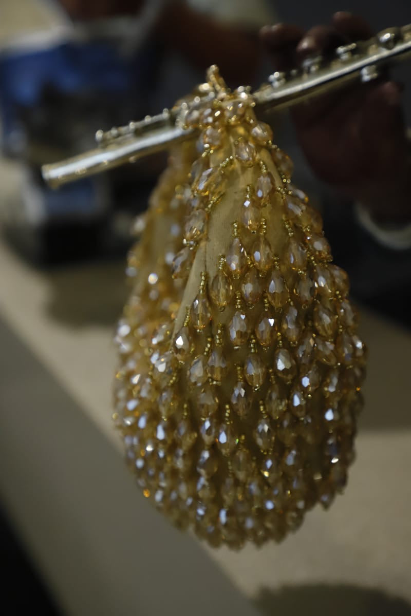 Golden crystal mini clutch bag