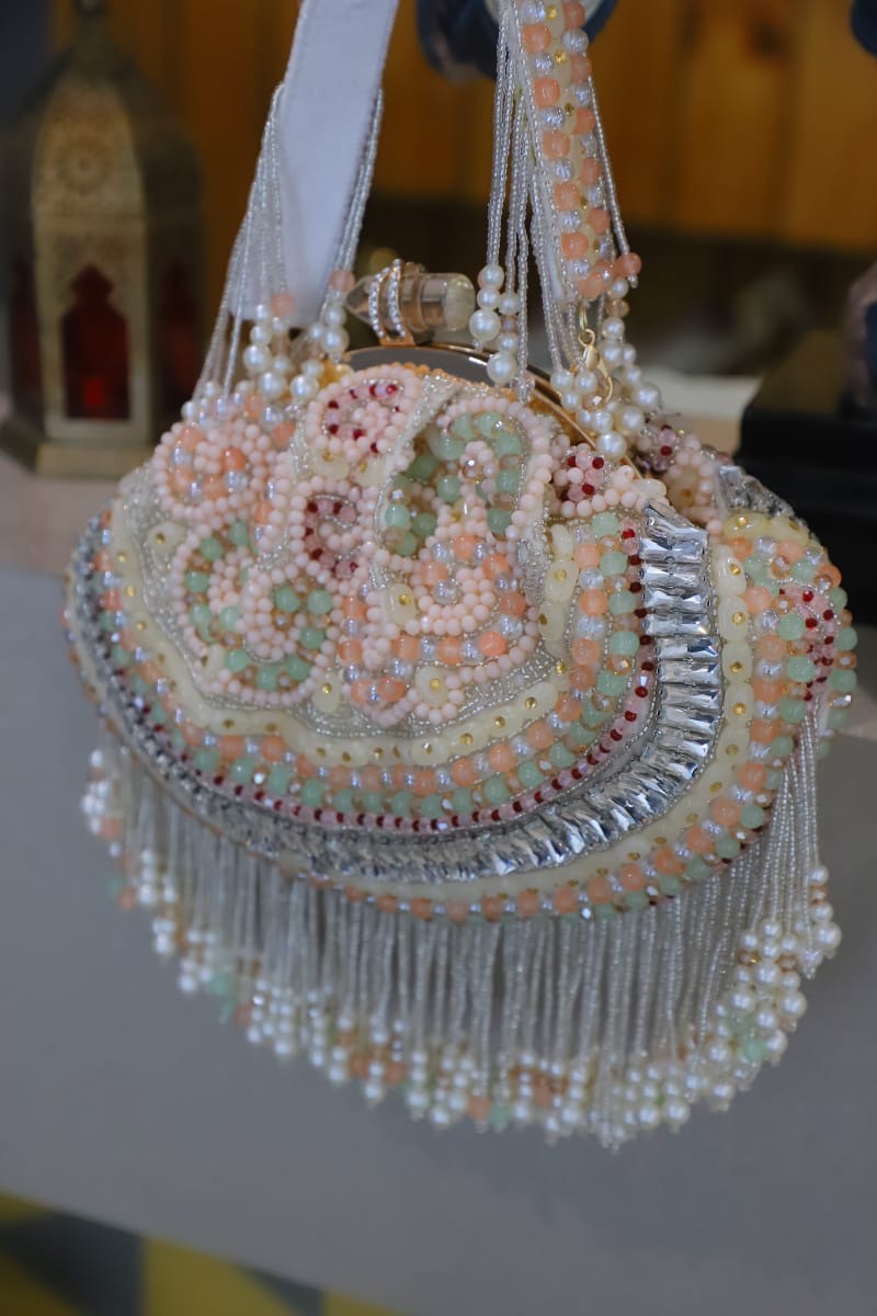 Multi beaded clutch bag