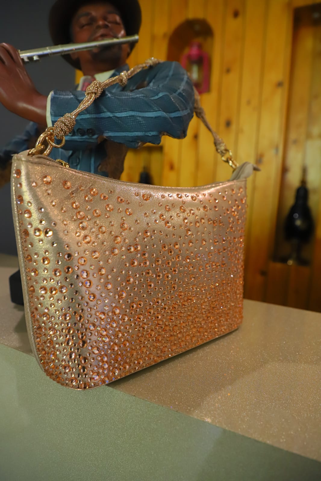 The Swarovski Studded Peach Clutch Bag