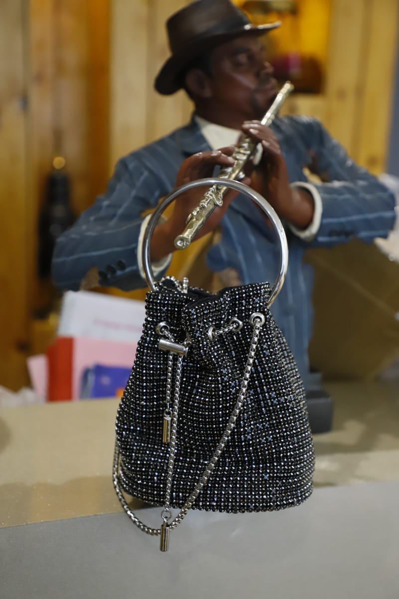 Swaroski bucket clutch bag