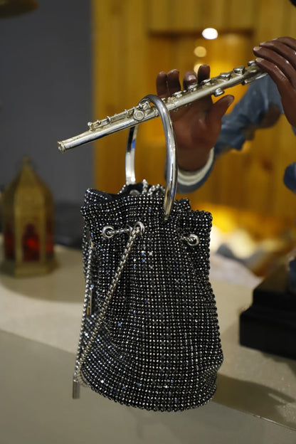 Swaroski bucket clutch bag