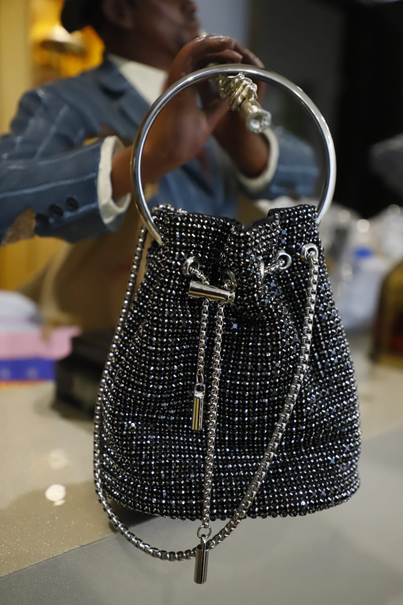 Swaroski bucket clutch bag