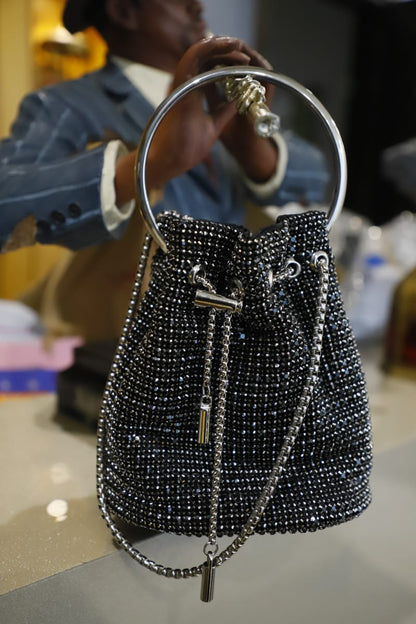 Swaroski bucket clutch bag