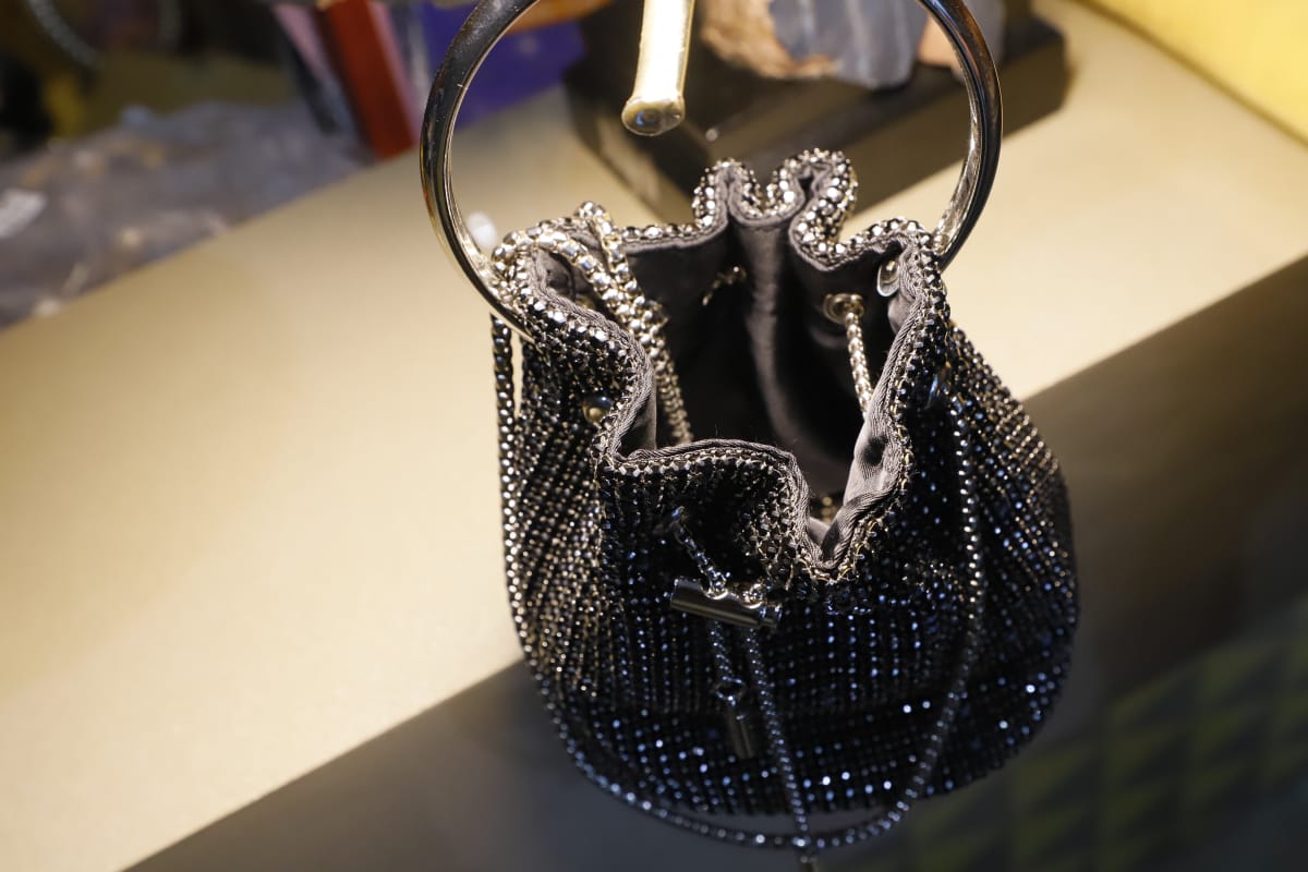 Swaroski bucket clutch bag
