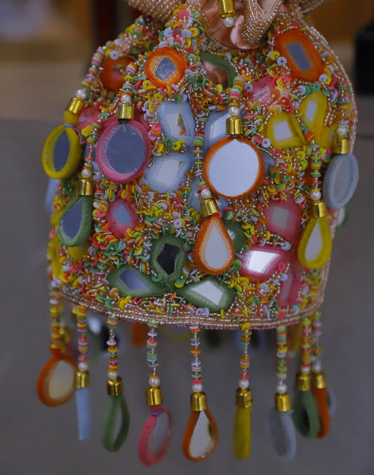 Artisan Beaded Mirror Potli