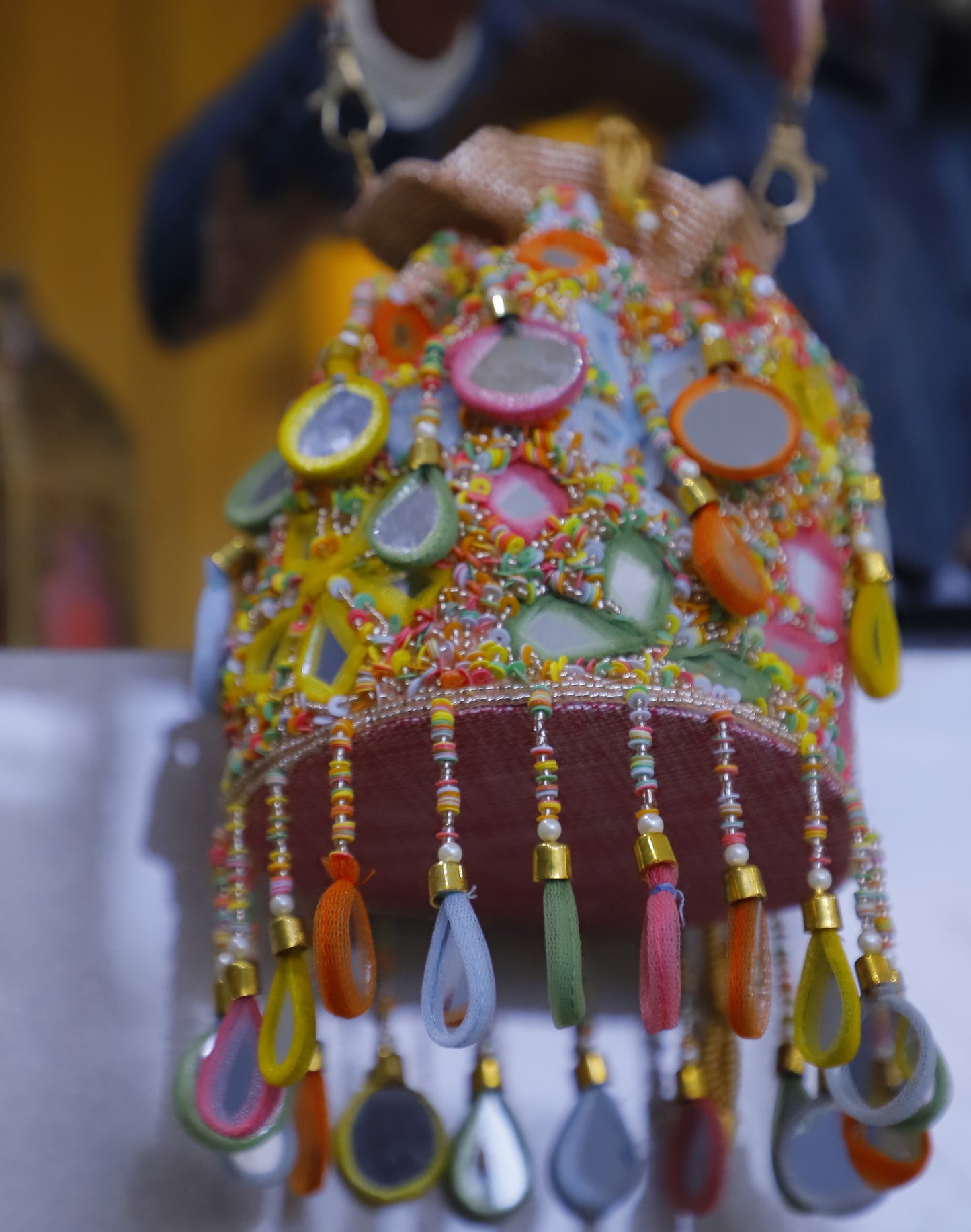 Artisan Beaded Mirror Potli