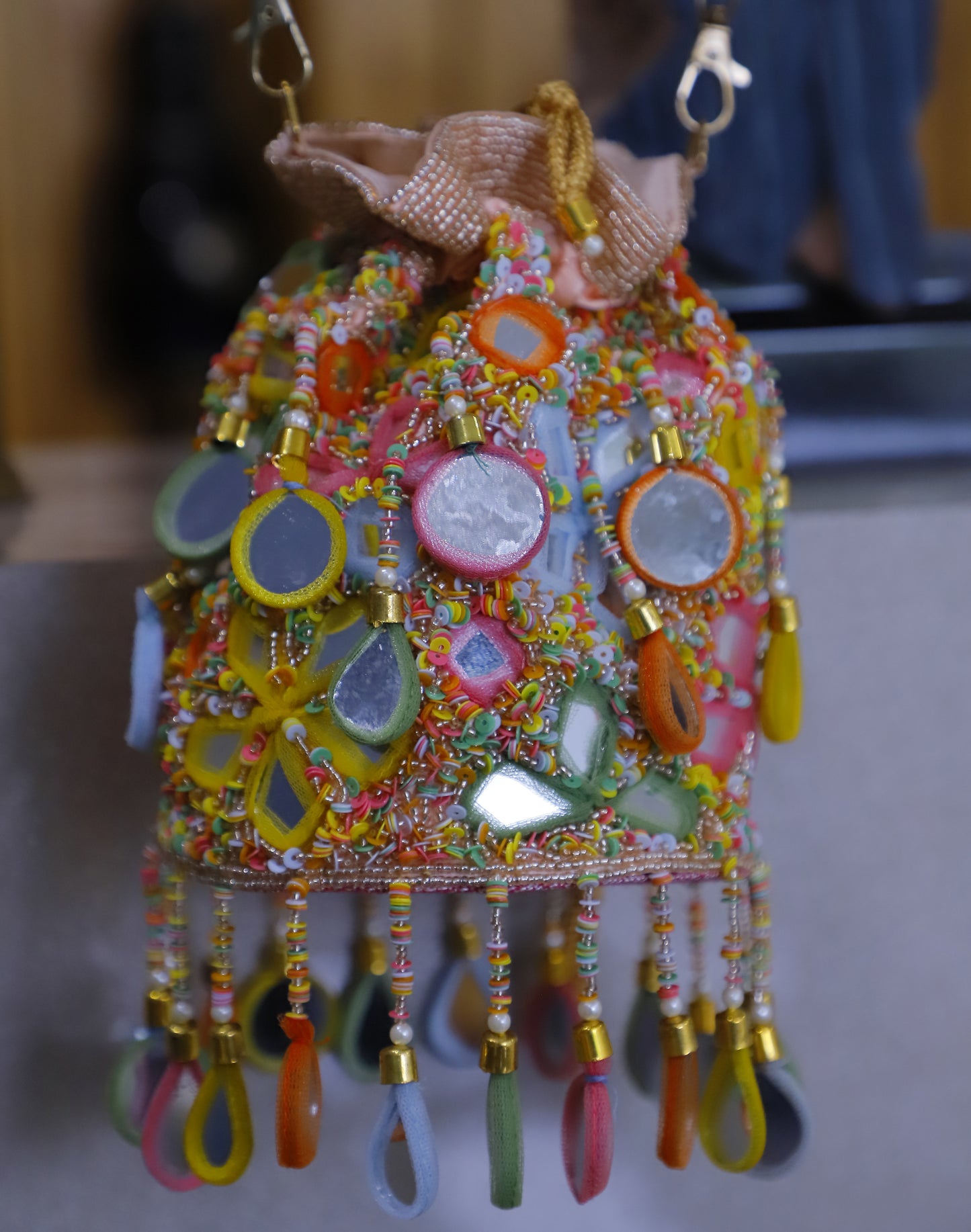 Artisan Beaded Mirror Potli