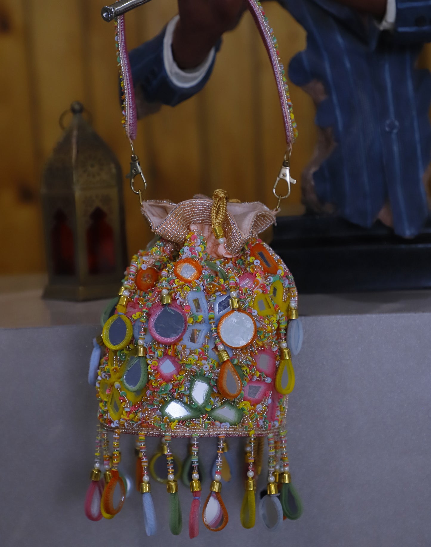 Artisan Beaded Mirror Potli