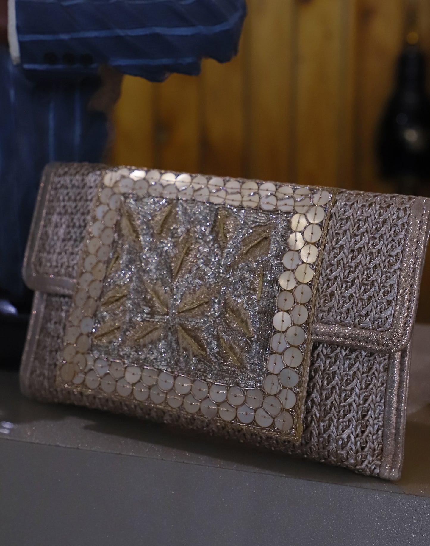 Copper Jute Envelope Clutch