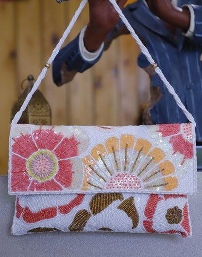 Multi-Coloured Silk Envelope Clutch