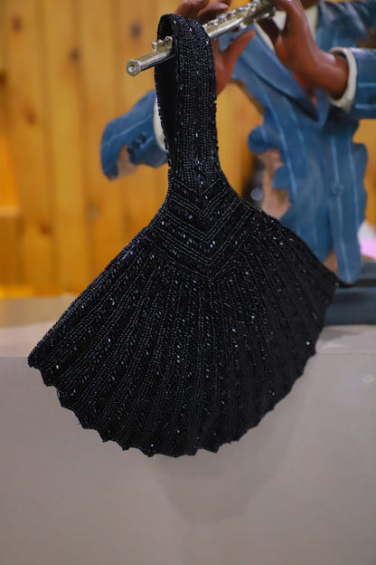 Fan style black potli
