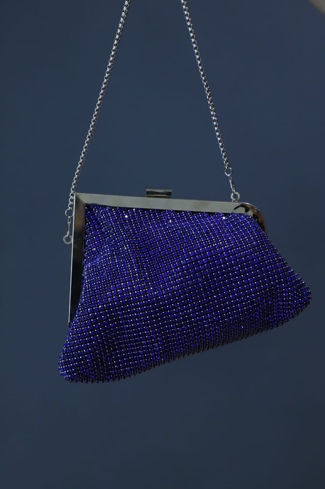 Royal blue Swaroski clutch bag