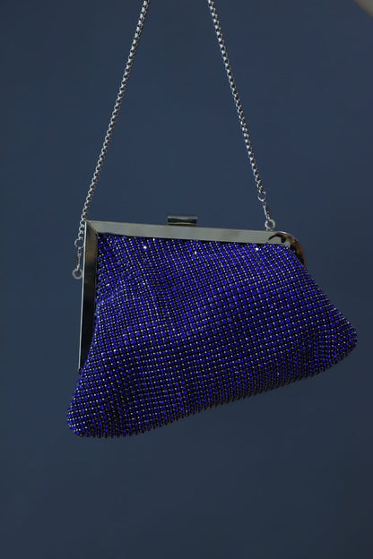Royal blue Swaroski clutch bag