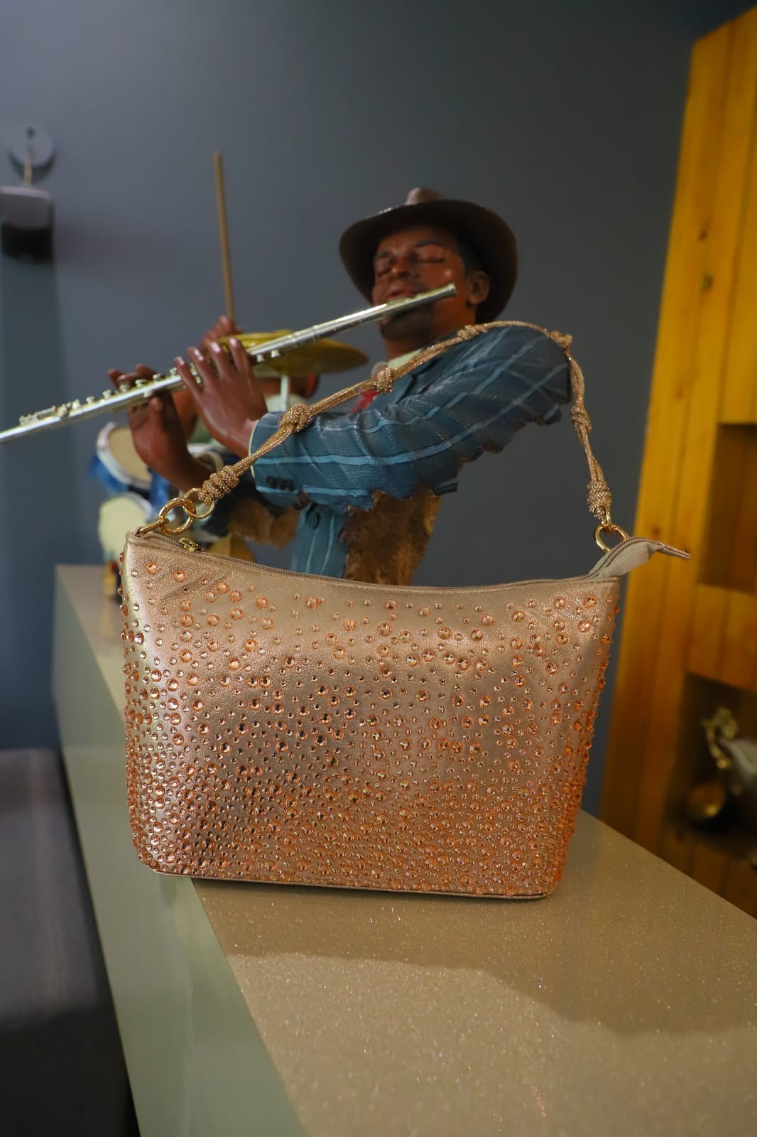 The Swarovski Studded Peach Clutch Bag