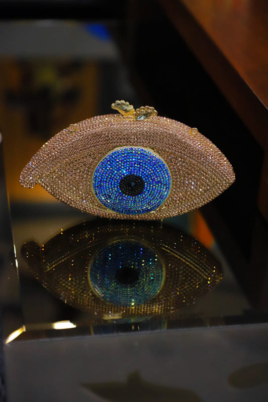 Evil eye swaroski clutch