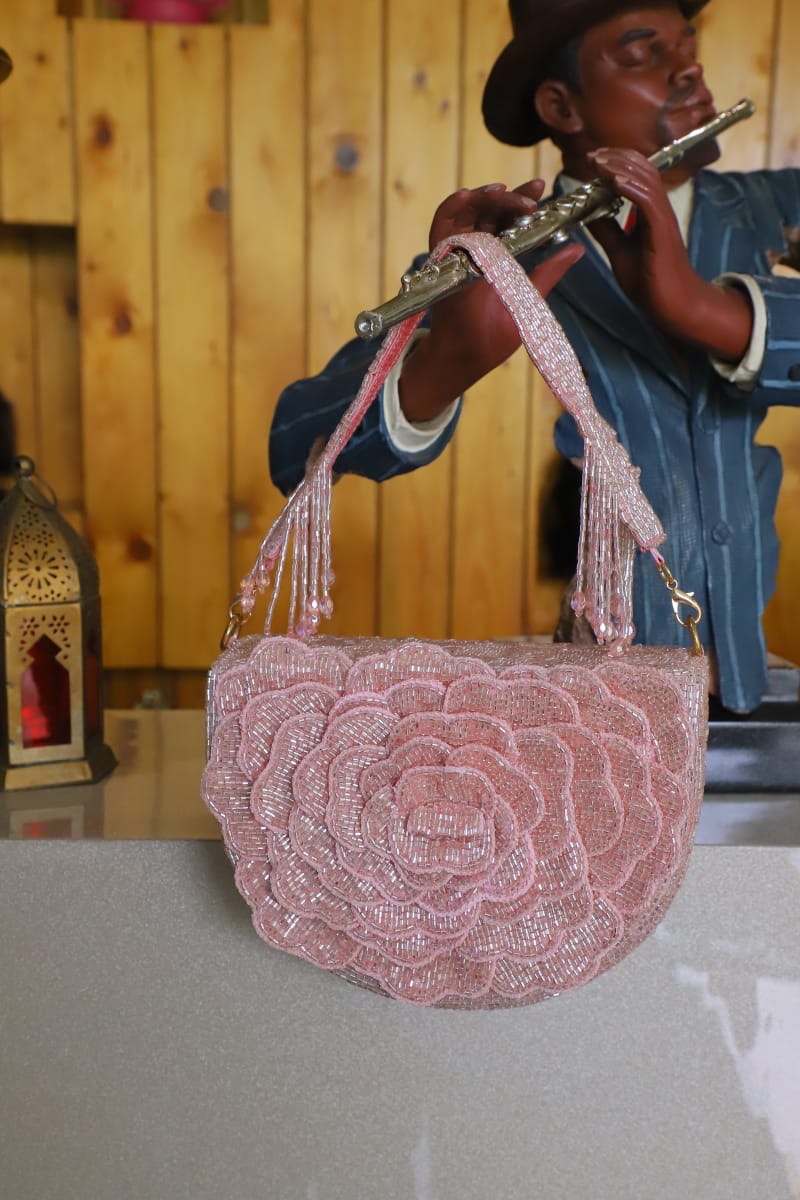 Rose pink clutch bag