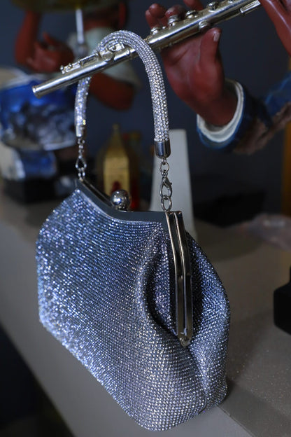 Swaroski silver clutch