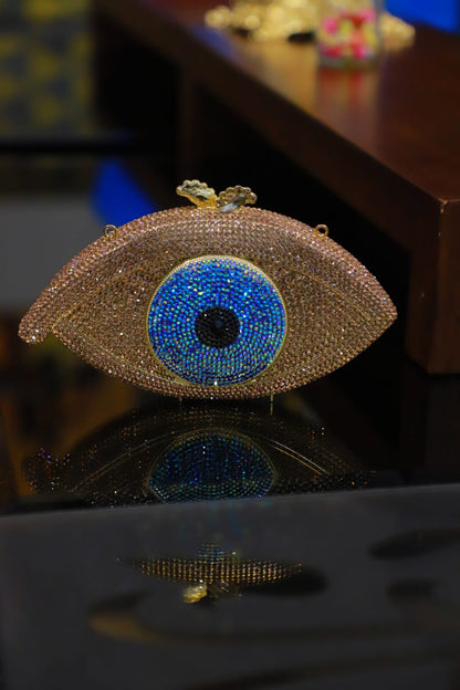 Evil eye swaroski clutch