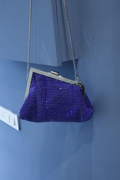 Royal blue Swaroski clutch bag