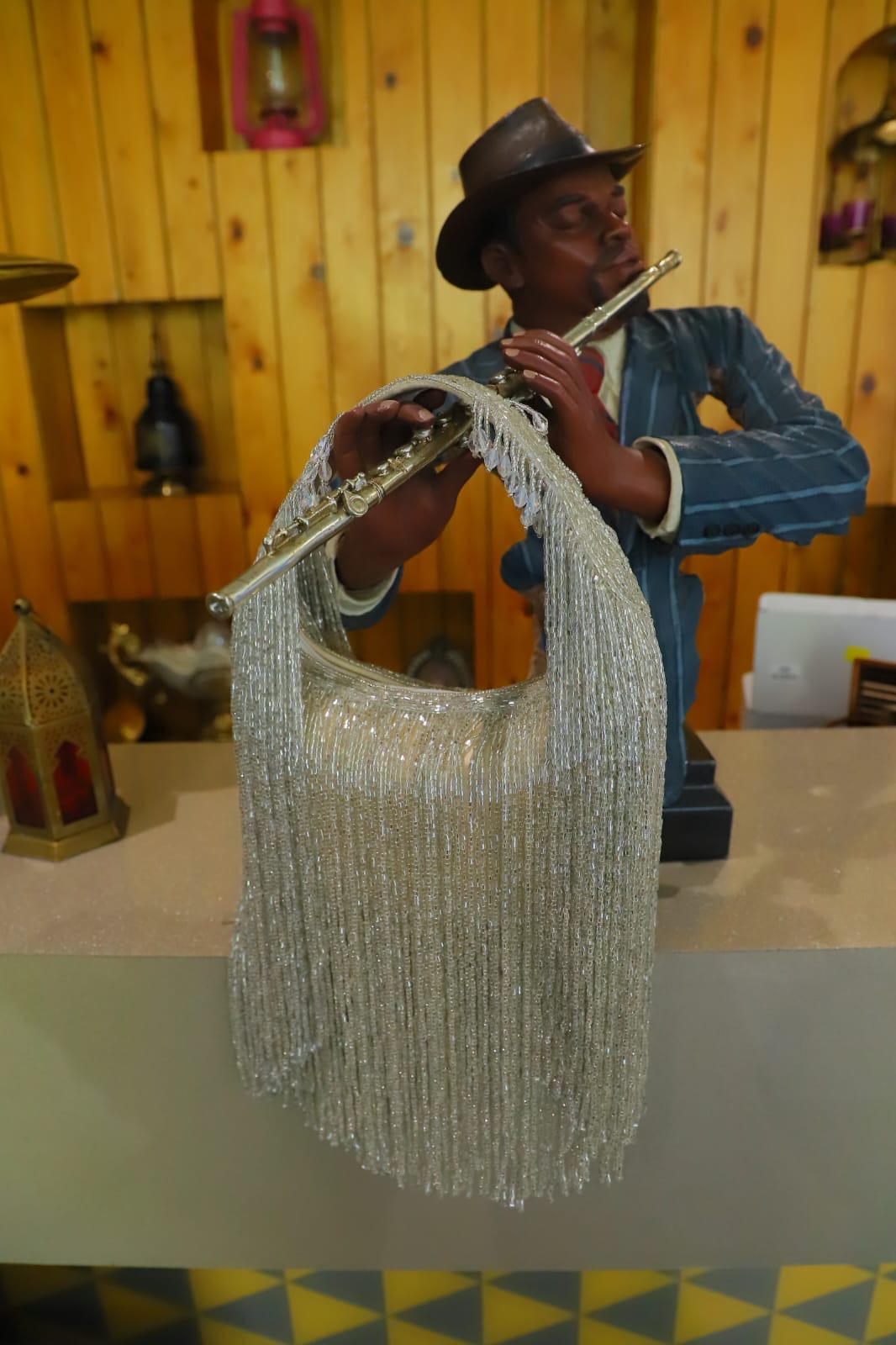 Silver Clutch with Cutdaana Tassels