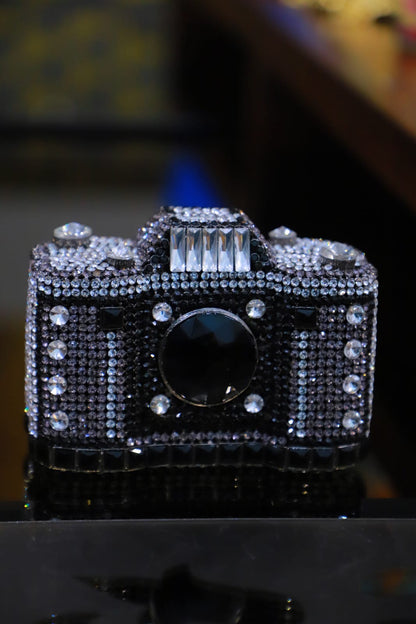 Camera swaroski clutch bag