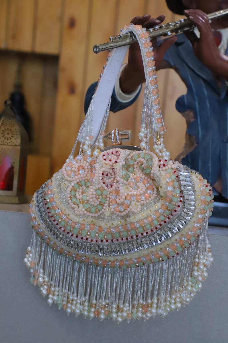 Multi beaded clutch bag