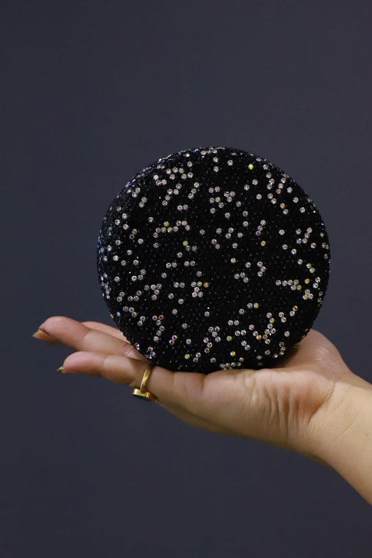 Round mini Swaroski sling clutch