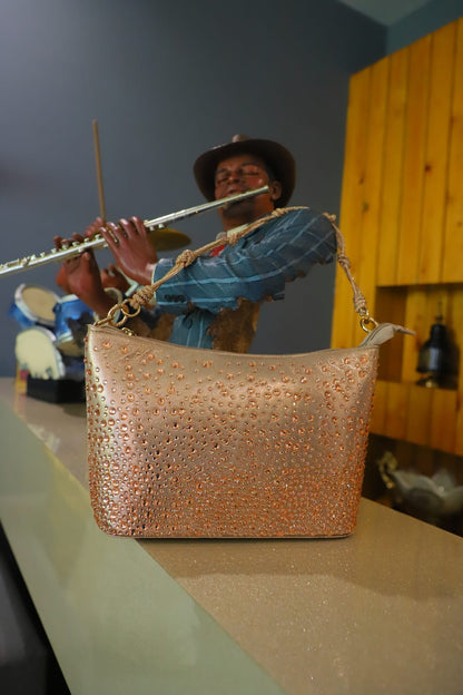The Swarovski Studded Peach Clutch Bag